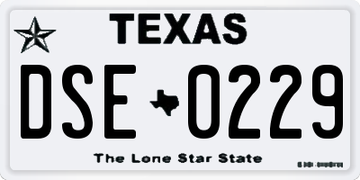 TX license plate DSE0229