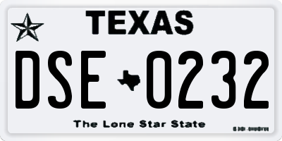 TX license plate DSE0232