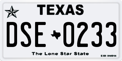 TX license plate DSE0233