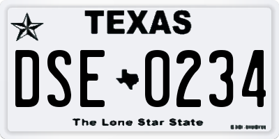 TX license plate DSE0234