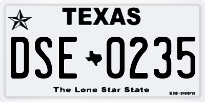 TX license plate DSE0235