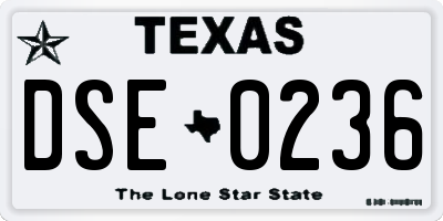 TX license plate DSE0236