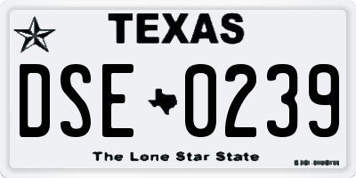 TX license plate DSE0239