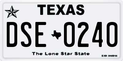 TX license plate DSE0240