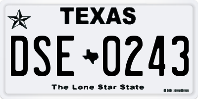 TX license plate DSE0243