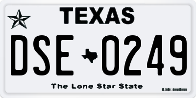 TX license plate DSE0249