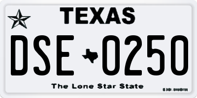 TX license plate DSE0250