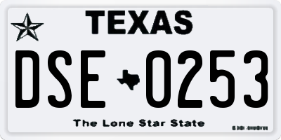 TX license plate DSE0253