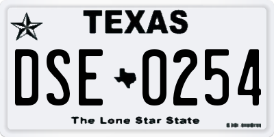 TX license plate DSE0254