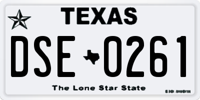 TX license plate DSE0261