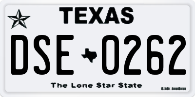 TX license plate DSE0262