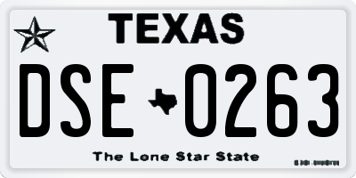 TX license plate DSE0263