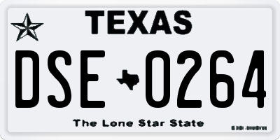 TX license plate DSE0264