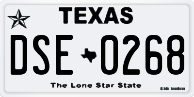 TX license plate DSE0268