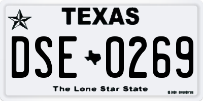TX license plate DSE0269