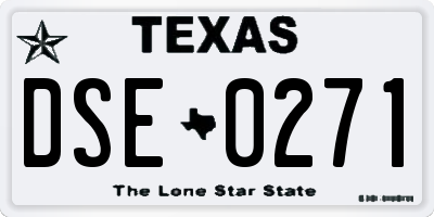 TX license plate DSE0271