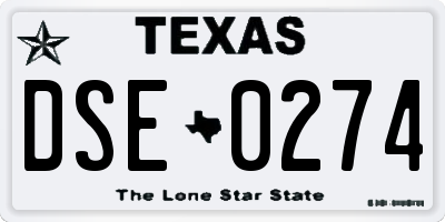 TX license plate DSE0274