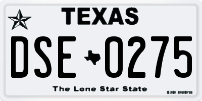 TX license plate DSE0275