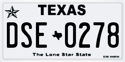TX license plate DSE0278