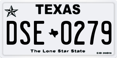 TX license plate DSE0279