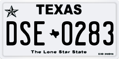 TX license plate DSE0283