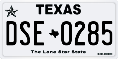 TX license plate DSE0285