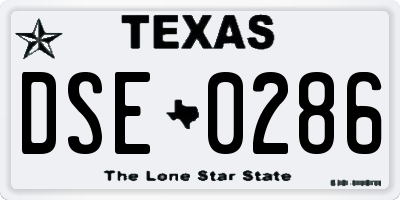 TX license plate DSE0286
