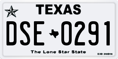 TX license plate DSE0291