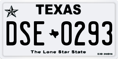 TX license plate DSE0293
