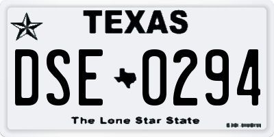 TX license plate DSE0294