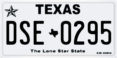 TX license plate DSE0295