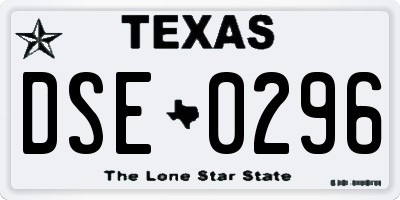 TX license plate DSE0296
