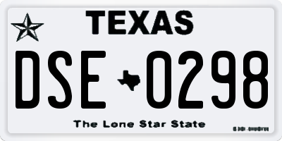 TX license plate DSE0298