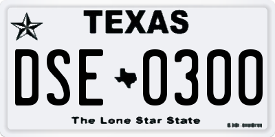 TX license plate DSE0300