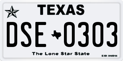 TX license plate DSE0303