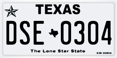 TX license plate DSE0304