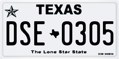 TX license plate DSE0305