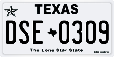 TX license plate DSE0309