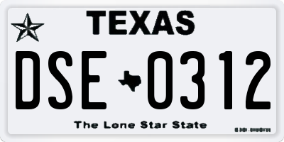TX license plate DSE0312