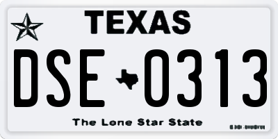 TX license plate DSE0313