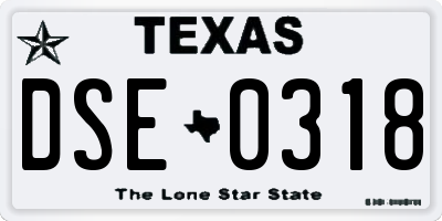TX license plate DSE0318