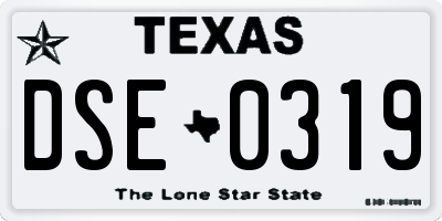 TX license plate DSE0319