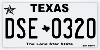 TX license plate DSE0320