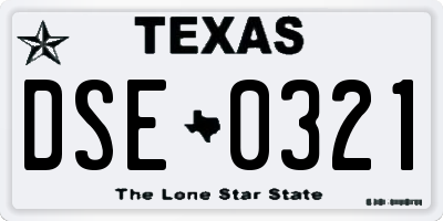 TX license plate DSE0321
