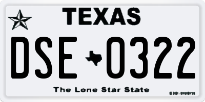 TX license plate DSE0322