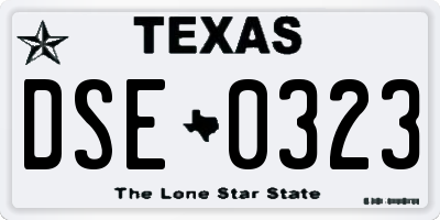 TX license plate DSE0323
