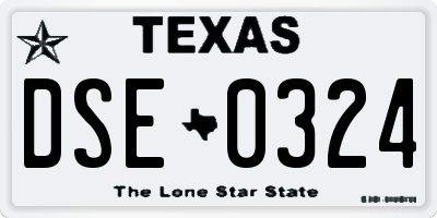 TX license plate DSE0324