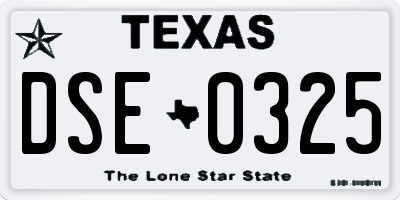 TX license plate DSE0325