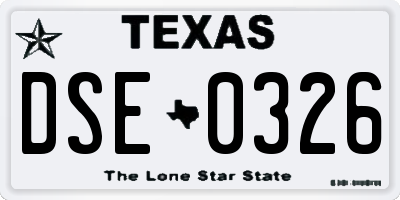 TX license plate DSE0326