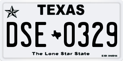 TX license plate DSE0329